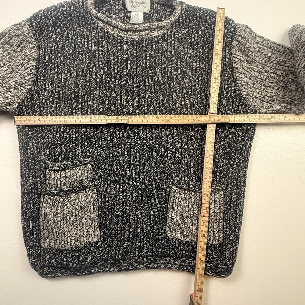 Christopher & Banks Size S Sweater Women's Pullover Long Sleeve Knit Black Gray - Picture 6 of 9